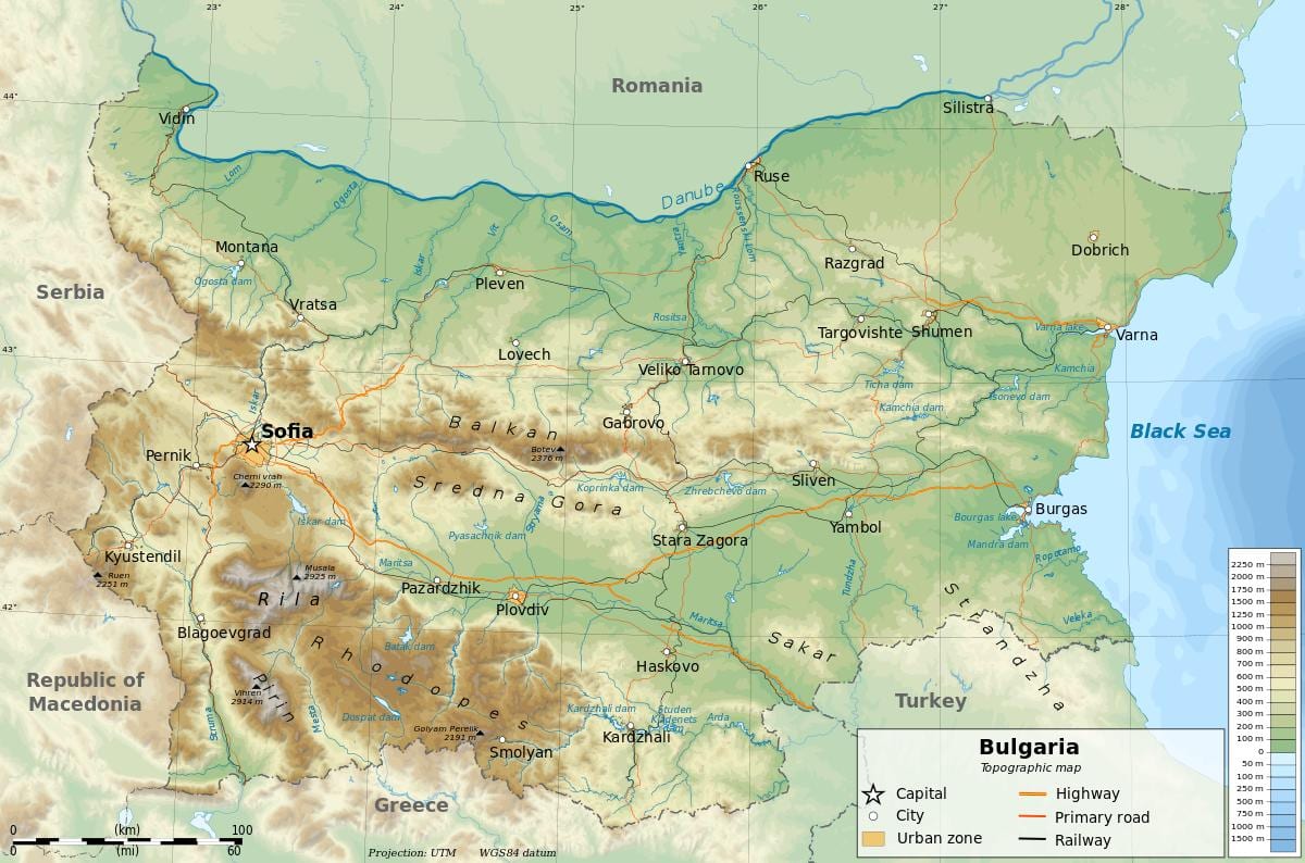 რუკა ბულგარეთი გეოგრაფია