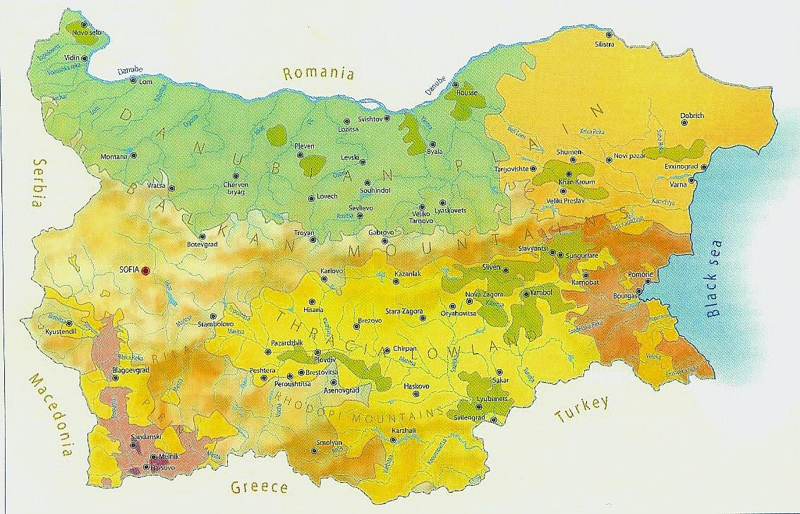 რუკა ბულგარეთი კლიმატის