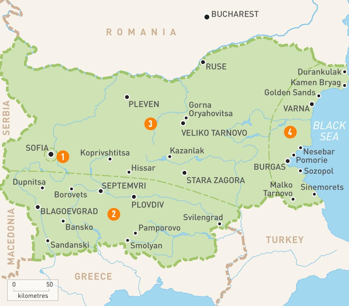 ბულგარეთი რეგიონების რუკა