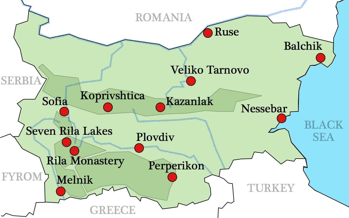 რუკა ბულგარული მონასტრები