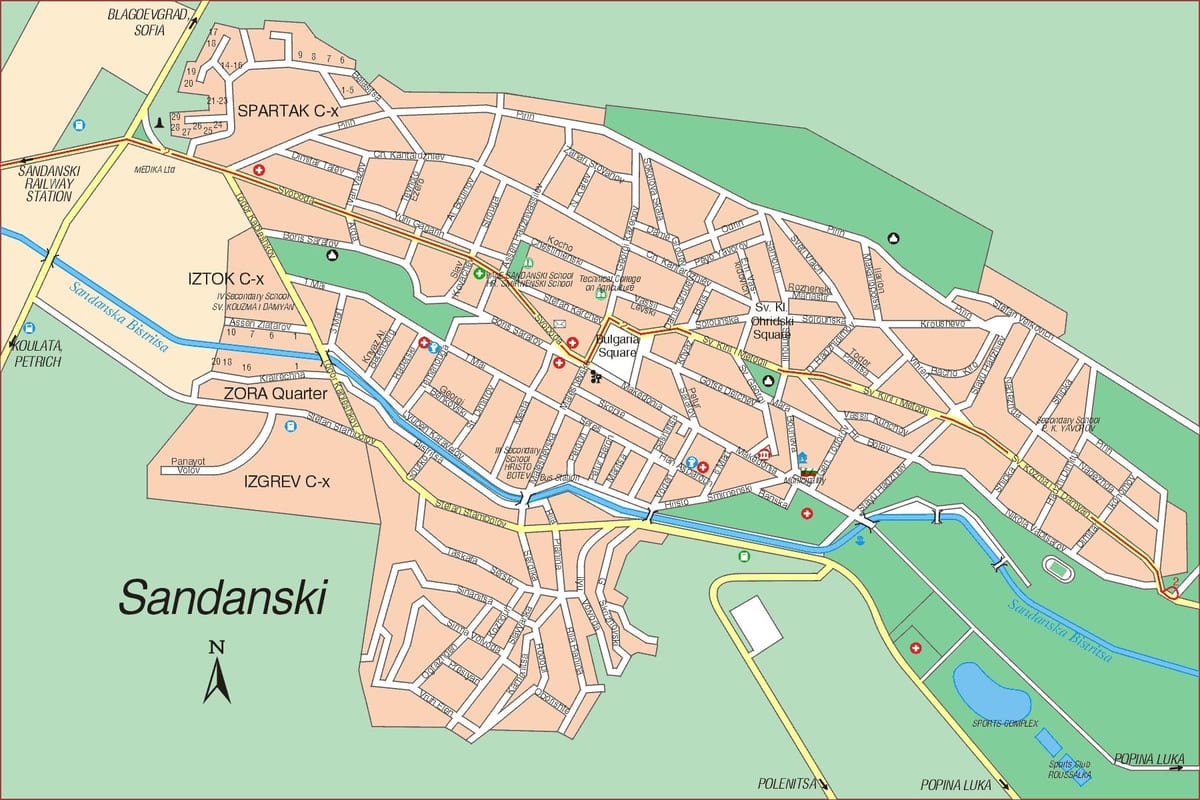 რუკა sandanski ბულგარეთი