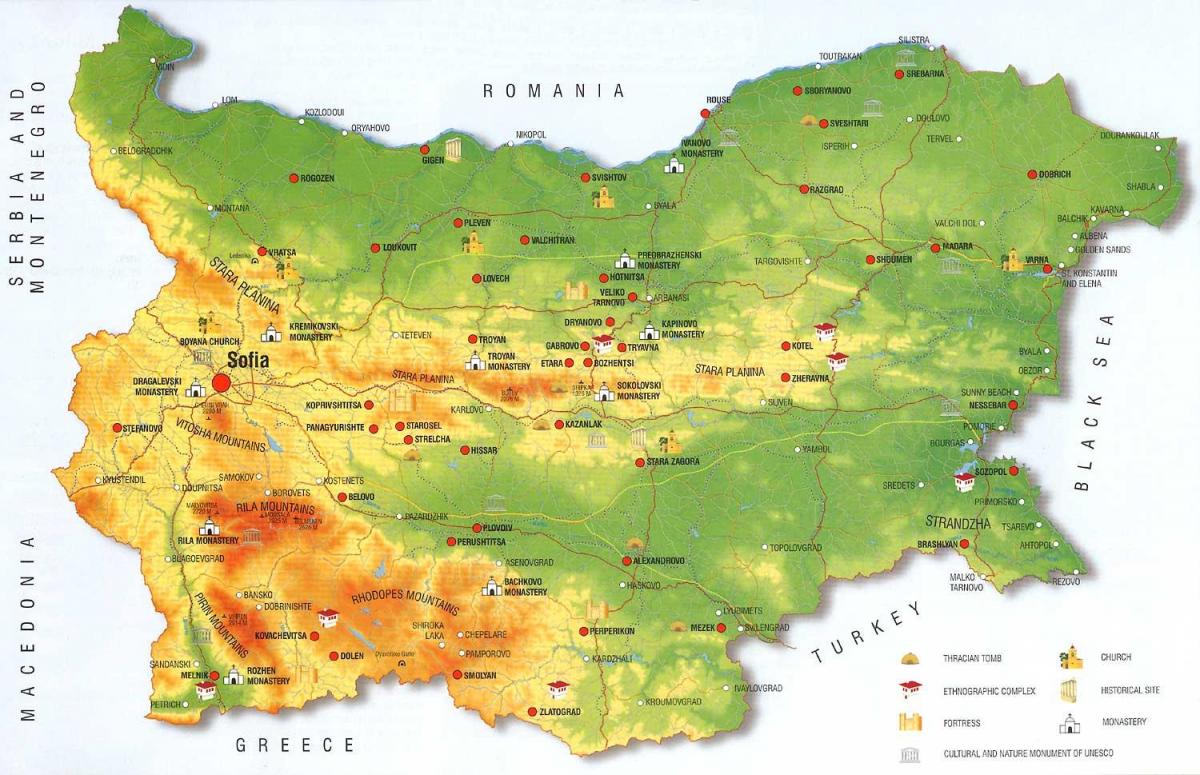 ბულგარული მთები რუკა