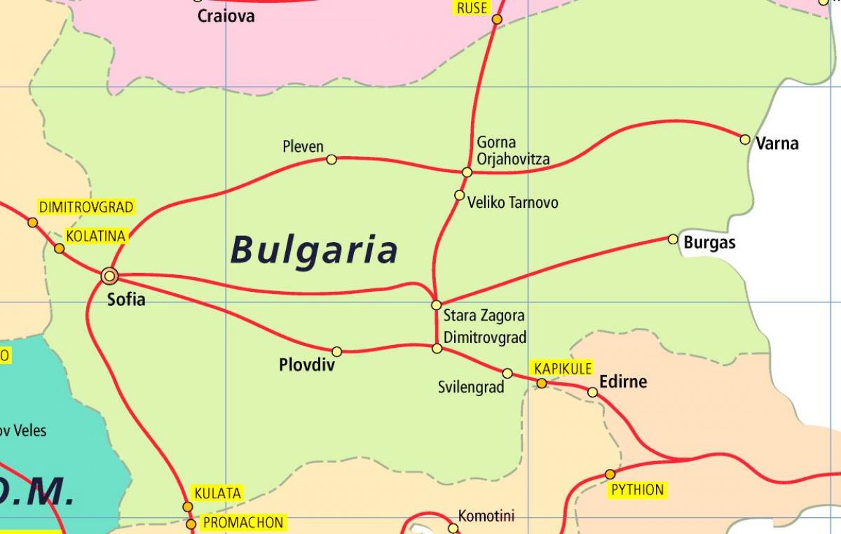 ბულგარეთი მატარებლის რუკა
