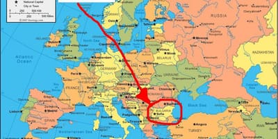 რუკა ბულგარეთი მის მიმდებარე ქვეყნებში